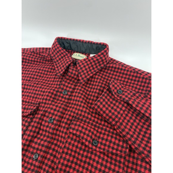 L.L. Bean Other - VNTG‎ 80's LL Bean Shirt Wool Red Black Large Long Flannel Buffalo Plaid US Made
